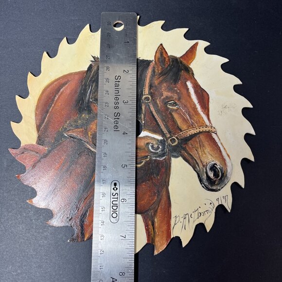 1997 Hand Painted Saw Blade Signed By Debbie McDiarmis Horses Mare & Foal CA - Picture 9 of 10